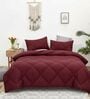 Maroon Cotton 210TC Solid Plain All Weather Double 150GSM Bedding Set 1 Comforter 1 Bedsheet 2 Pillow Covers