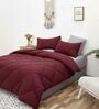 Maroon Cotton 210TC Solid Plain Heavy Winter Double 400GSM Bedding Set 1 Comforter 1 Bedsheet 2 Pillow Covers