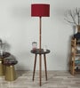 Royal Maroon Cotton Shade Shelf Floor Lamp With MDF Base