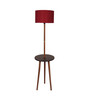 Royal Maroon Cotton Shade Shelf Floor Lamp With MDF Base