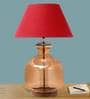 Emilia Maroon Cotton Shade Night Lamp With Glass Base