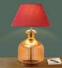 Emilia Maroon Cotton Shade Night Lamp With Glass Base
