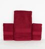 Maroon Cotton Solid  500 GSM Bath & Hand Towels Pack of 3 (1Bath 2 Hand)