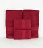 Maroon Cotton Solid  500 GSM Bath & Hand Towels Pack of 4 (2 Bath 2 Hand)