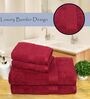 Maroon Cotton Solid  500 GSM Bath & Hand Towels Pack of 4 (2 Bath 2 Hand)