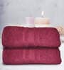 Maroon Cotton Solid 500 GSM Bath Towels (Set of 2)