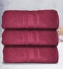 Maroon Cotton Solid 500 GSM Bath Towels (Set of 3)