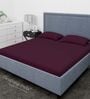 Purple Cotton Solid Finest 300TC Plain Super King Bedsheet with 2 Pillow Covers