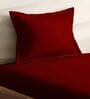 Maroon Cotton Solid 210TC Plain Single Bedsheet with 1 Pillow Cover