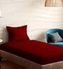 Maroon Cotton Solid 210TC Plain Single Bedsheet with 1 Pillow Cover