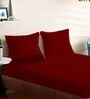 Maroon Cotton Solid 210TC Plain Super King Bedsheet with 2 Pillow Covers