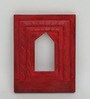 Maroon Distress Color Handpainted Engineered Wood Carving Jharokha Frame