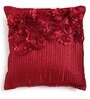 Maroon Textured Polyester 16 x 16 Inch Embroidered Cushion Covers (Set of 5)