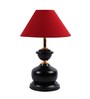 Maroon Fabric Shade Table Lamp with Black Base
