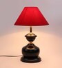 Maroon Fabric Shade Table Lamp with Black Base