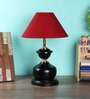 Maroon Fabric Shade Table Lamp with Black Base