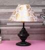 Maroon Fabric Shade Table Lamp With Black Base