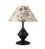 Maroon Fabric Shade Table Lamp With Black Base