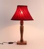 Deigo Maroon Fabric Shade Night Lamp With Mango wood Base