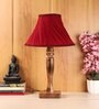 Deigo Maroon Fabric Shade Night Lamp With Mango wood Base
