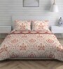 Maroon Patterned 144 TC Cotton 4 Pieces Bedding Set Marsala Collection
