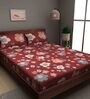 Maroon Floral 180 TC Cotton Queen Sized Bed Sheets with 2 Pillow Covers