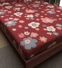 Maroon Floral 180 TC Cotton Queen Sized Bed Sheets with 2 Pillow Covers