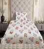 Maroon Floral 180 TC Cotton Queen Size Double Bedsheet with 2 Pillow Covers