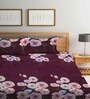 Maroon Floral 210 TC Poly Cotton Queen Sized Bed Sheets with 2 Pillow Covers