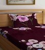 Maroon Floral 210 TC Poly Cotton Single Bed Sized Bed Sheets With 1 Pillow Cover