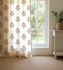 Maroon Cotton Floral 8 Ft Eyelet Door Curtains (Set Of 2)
