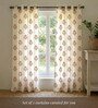 Maroon Cotton Floral 5 Ft Eyelet Window Curtains (Set Of 2)