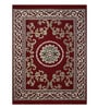 Maroon Floral Chenile 5 X 7 Feet Machine Made Carpet