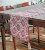 Maroon Floral Polycanvas (12 x84) Hand Embroidery and Tassels Table Runner