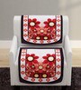Maroon Floral Polyester 5 Seater Sofa Cover