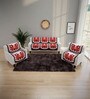 Maroon Floral Polyester 5 Seater Sofa Cover