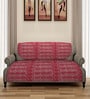 Maroon Floral Polyester Net 5 Seater Sofa Cover