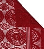 Maroon Floral Polyester Net 5 Seater Sofa Cover