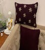 Maroon Textured Velvet and Cotton 16 x 16 Inches Cushion Cover