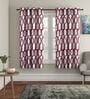 Maroon Floral Polyester 5Ft Semisheer Eyelet Window Curtains (Set Of 2)
