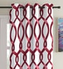 Maroon Floral Polyester 9Ft Semisheer Eyelet Door Curtains (Set Of 2)