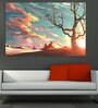 Lonely Tree In Blue Canvas Framed Art Print (33 x 21 Inches)