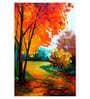 Floral In Maroon Canvas Framed Art Print (33 x 21 Inches)