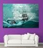 Boat In Strom In Maroon Canvas Framed Art Print (33 x 21 Inches)