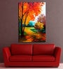 Floral In Maroon Canvas Framed Art Print (33 x 21 Inches)