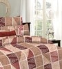 Maroon Geometric 116 TC 100% Cotton Queen Sized Bed Sheets with 2 Pillow Covers