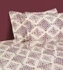 Maroon Geometric 160 TC Cotton Fitted Double Bedsheet with 2 pillow cover
