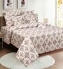 Maroon Geometric 160 TC Cotton Fitted Double Bedsheet with 2 pillow cover