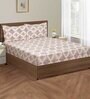 Maroon Geometric 160 TC Cotton Fitted Double Bedsheet with 2 pillow cover