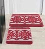 Maroon Traditional Microfibre 19x27 Inches AntiSkid (Set of 2) Bath Mats
